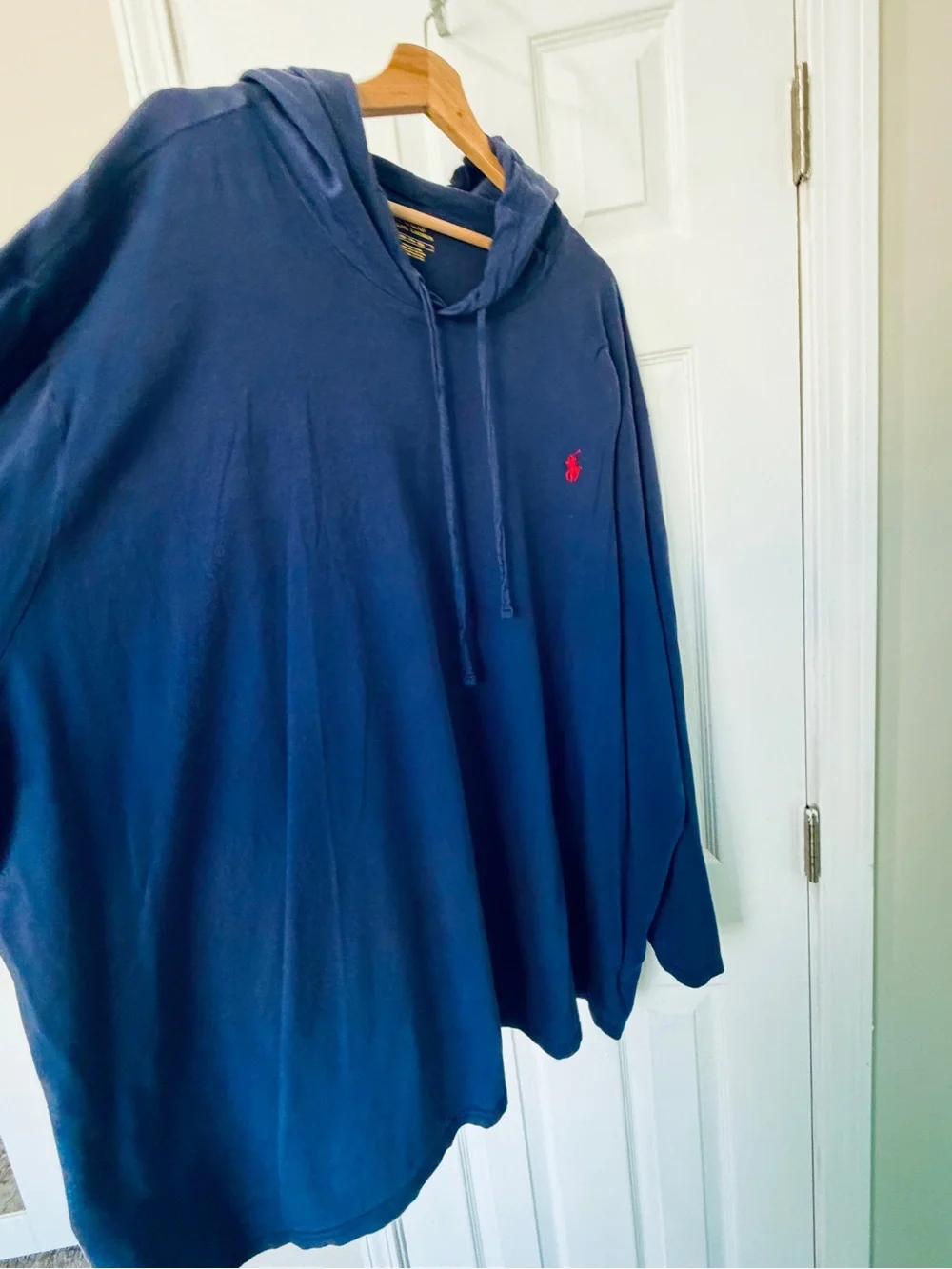 Polo by Ralph Lauren Navy Hooded Long-Sleeve Shirt with Red Logo